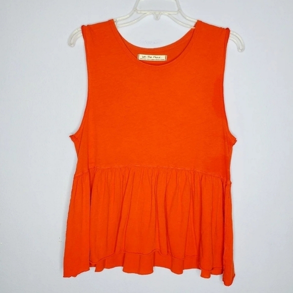 Free People We The Free Orange Distressed Peplum Anytime Tank Top - Picture 5 of 9